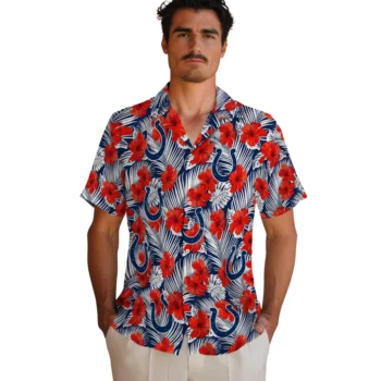 indianapolis colts hibiscus fiesta red royal blue hawaiian shirts fashion forward