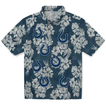 indianapolis colts hibiscus flowers navy blue hawaiian shirts best selling