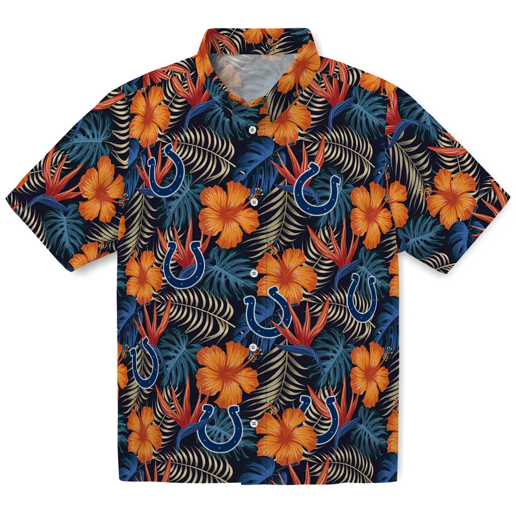 Indianapolis Colts Hawaiian Shirt - Hibiscus Foliage indianapolis colts hibiscus foliage hawaiian shirts best selling