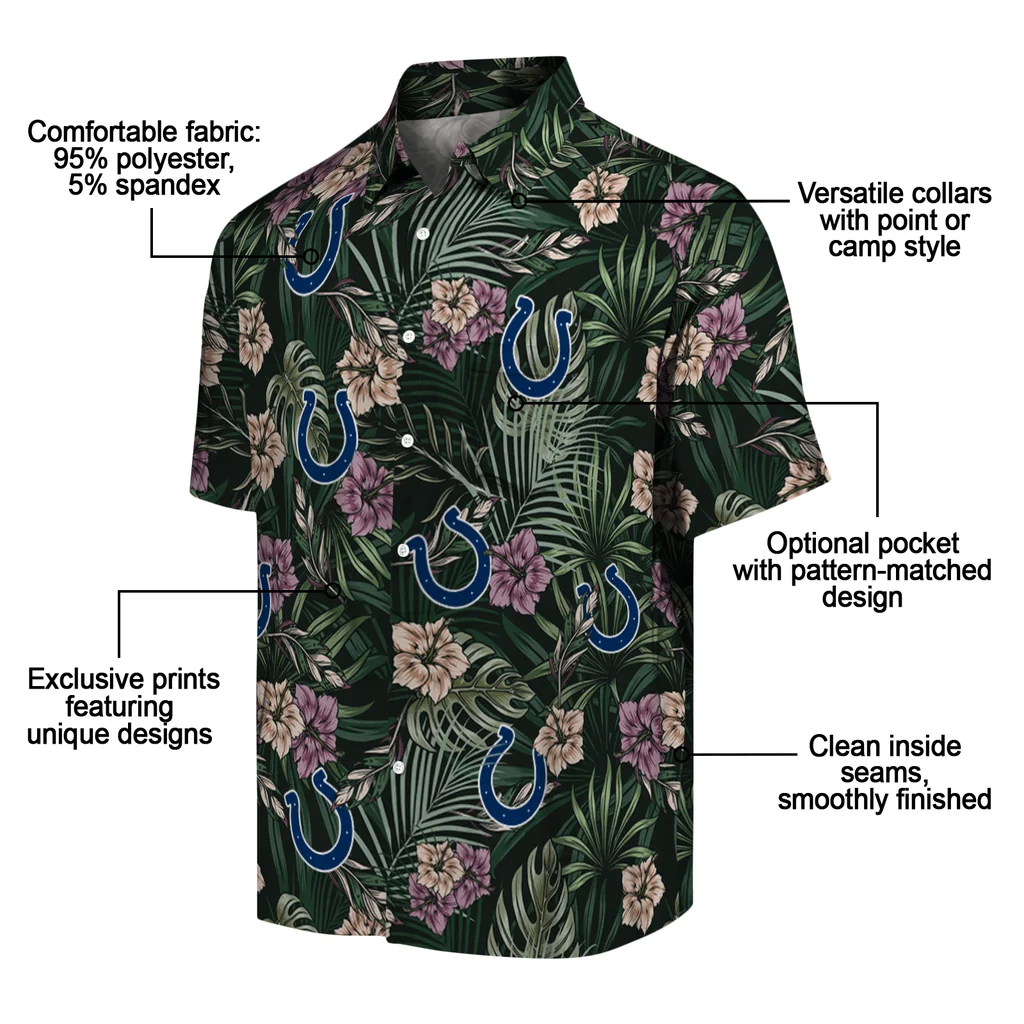 Indianapolis Colts Hawaiian Shirt - Hibiscus Leaves Pattern indianapolis colts hibiscus leaves pattern green hawaiian shirts new arrival