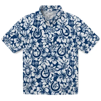 indianapolis colts hibiscus motif blue white hawaiian shirts best selling