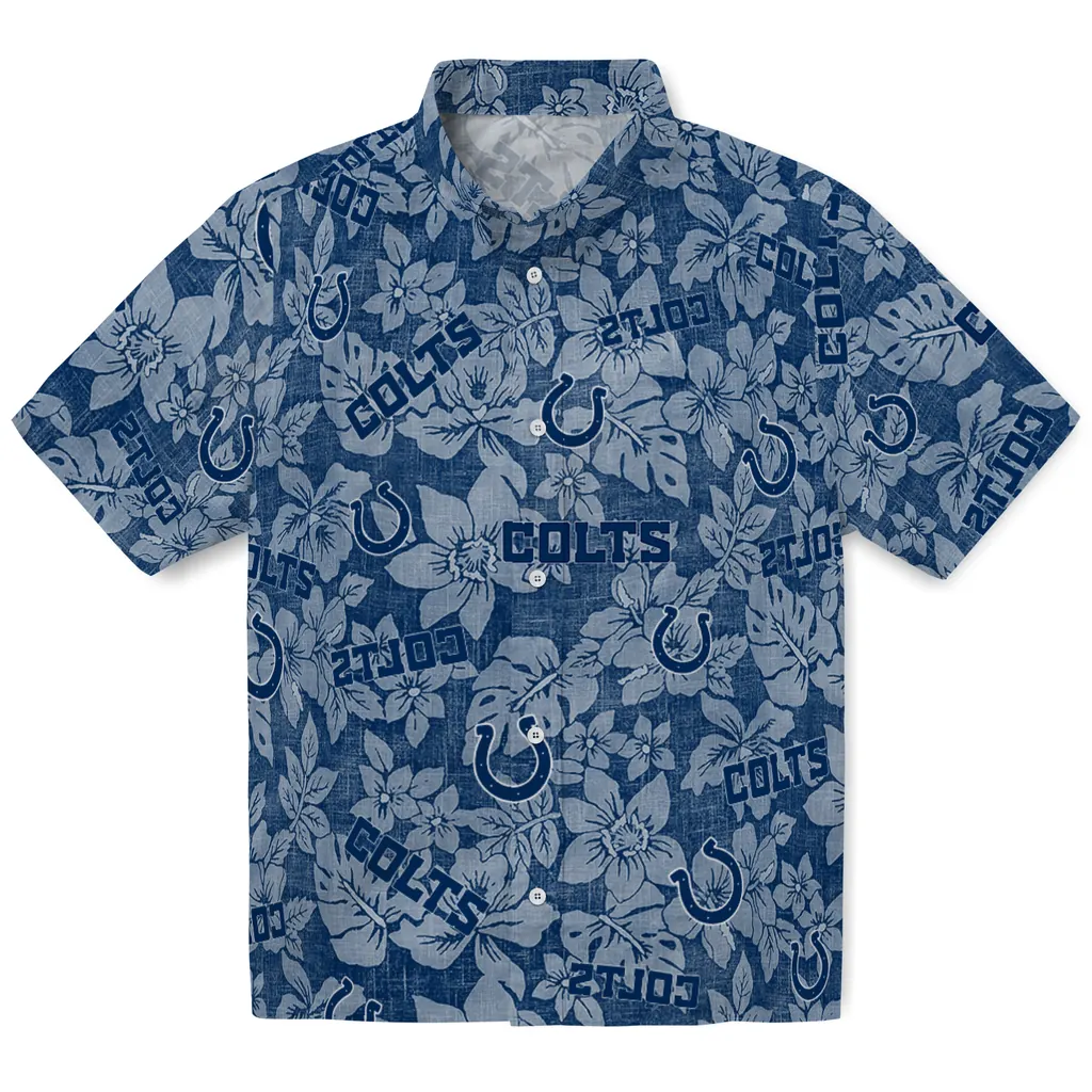 Indianapolis Colts Hawaiian Shirt - Hibiscus Oasis indianapolis colts hibiscus oasis blue hawaiian shirts best selling