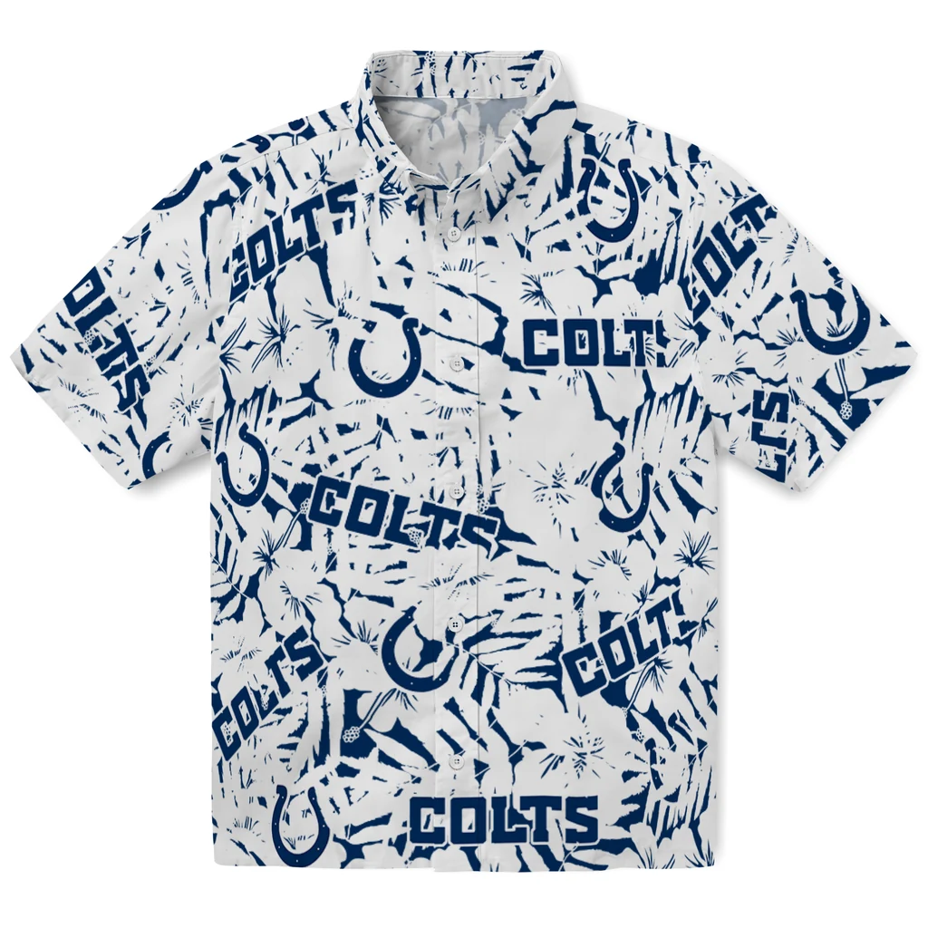 Indianapolis Colts Hawaiian Shirt - Hibiscus Overlay indianapolis colts hibiscus overlay hawaiian shirts best selling