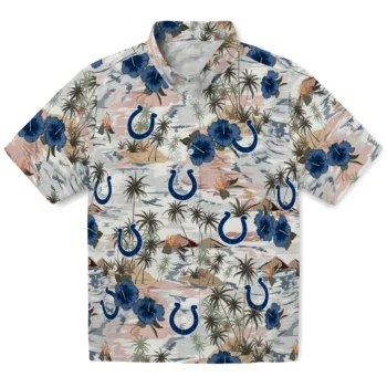 indianapolis colts hibiscus seaside white hawaiian shirts best selling