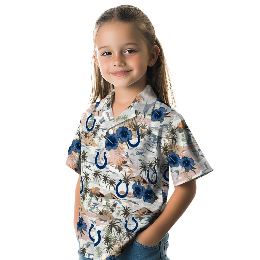 Indianapolis Colts Hawaiian Shirt - Hibiscus Seaside indianapolis colts hibiscus seaside white hawaiian shirts premium grade