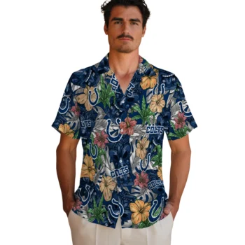indianapolis colts tiki jungle blue hawaiian shirts fashion forward