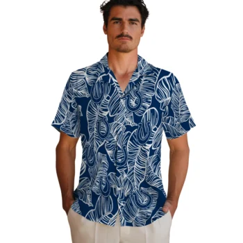 indianapolis colts leaf outline blue hawaiian shirts fashion forward