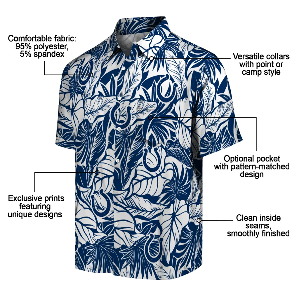 Indianapolis Colts Hawaiian Shirt - Monstera Layer indianapolis colts monstera layer blue hawaiian shirts new arrival