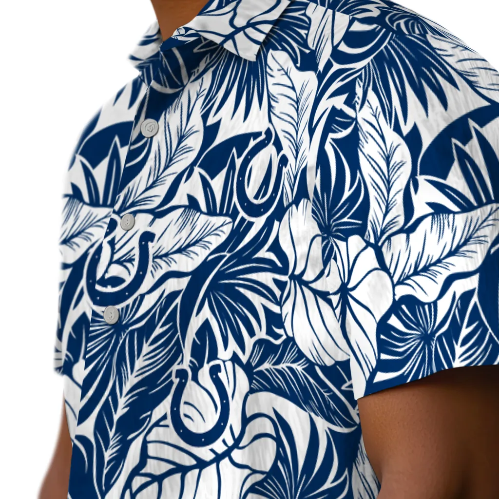 Indianapolis Colts Hawaiian Shirt - Monstera Layer indianapolis colts monstera layer blue hawaiian shirts trendy
