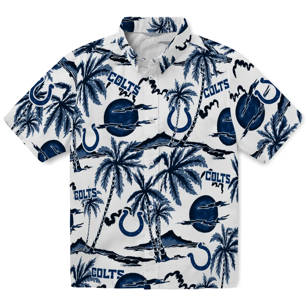 Indianapolis Colts Hawaiian Shirt - Palm Sunset indianapolis colts palm sunset hawaiian shirts best selling