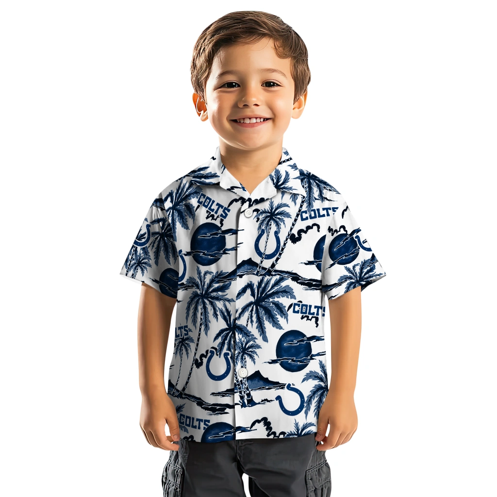 Indianapolis Colts Hawaiian Shirt - Palm Sunset indianapolis colts palm sunset hawaiian shirts top rated