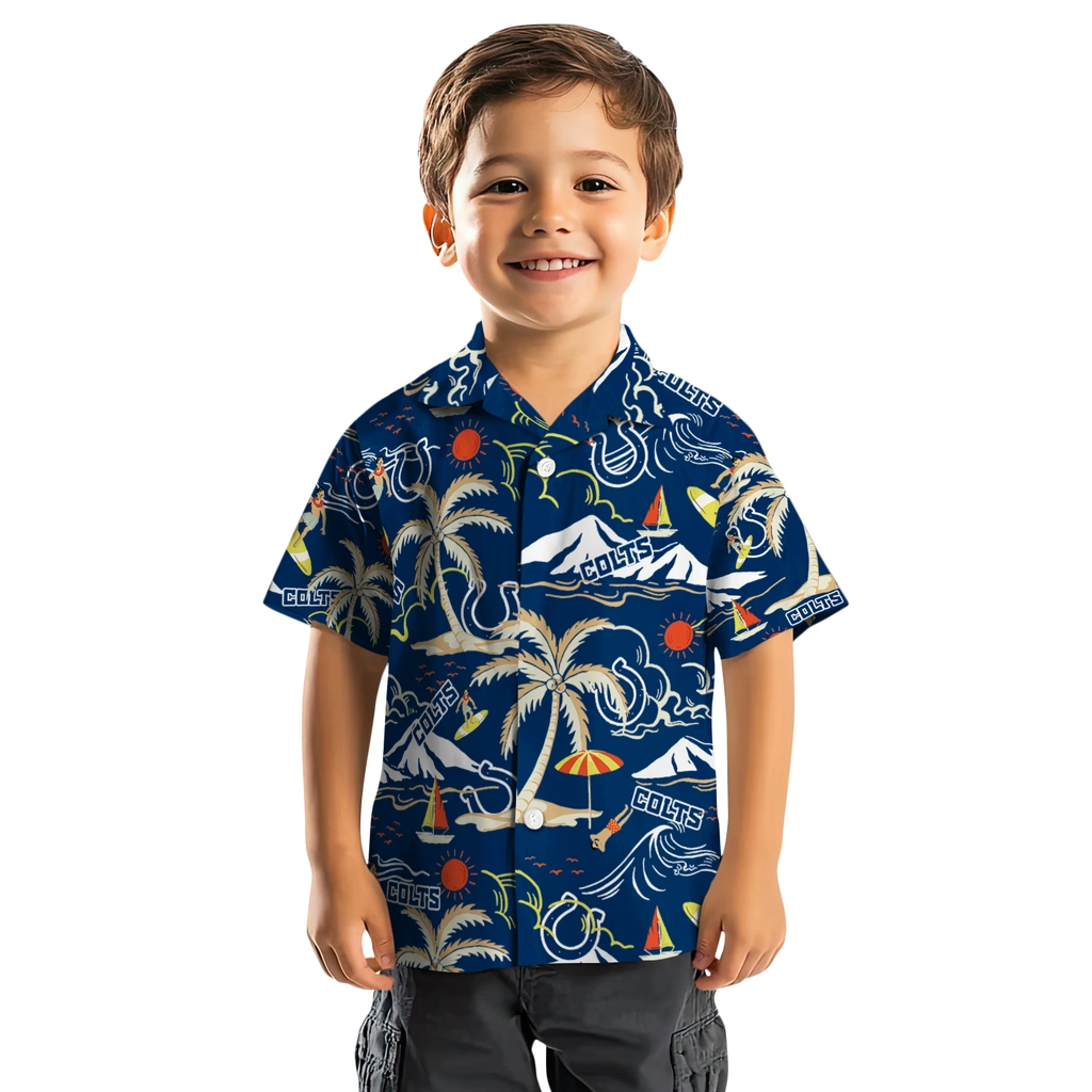 Indianapolis Colts Hawaiian Shirt - Palm Tree Island indianapolis colts palm tree island blue hawaiian shirts top rated