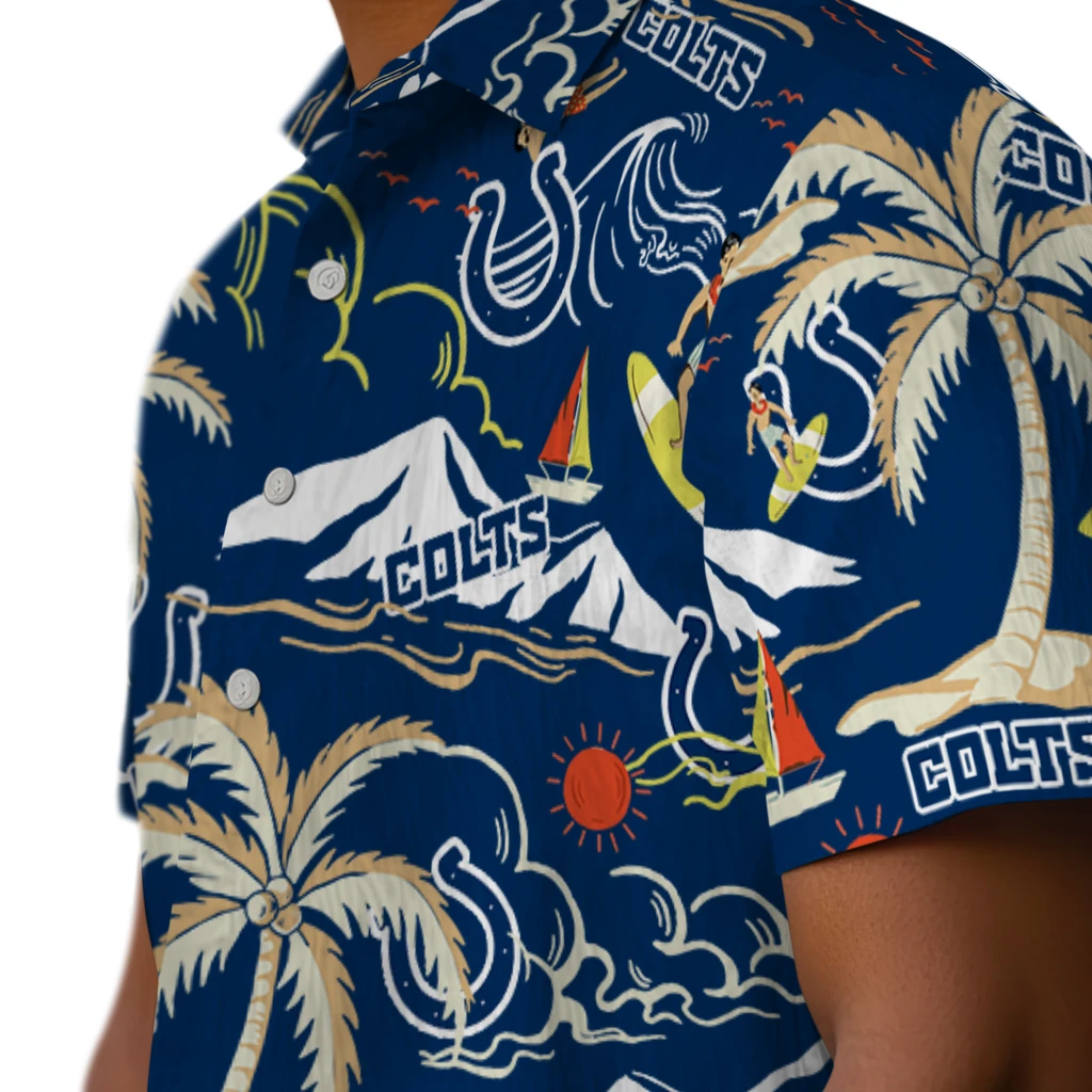 Indianapolis Colts Hawaiian Shirt - Palm Tree Island indianapolis colts palm tree island blue hawaiian shirts trendy