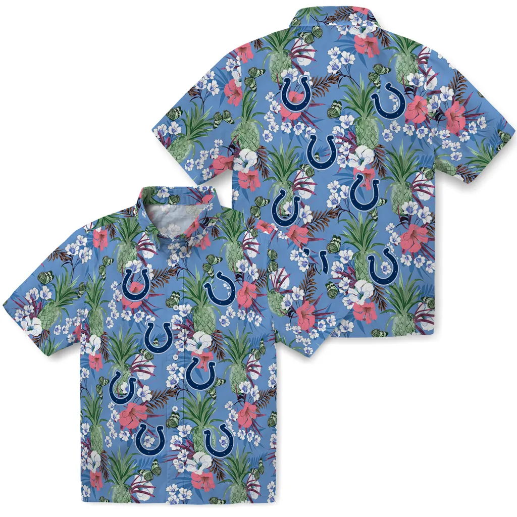 Indianapolis Colts Hawaiian Shirt - Pineapple Bouquet indianapolis colts pineapple bouquet best sky blue hawaiian shirts high quality