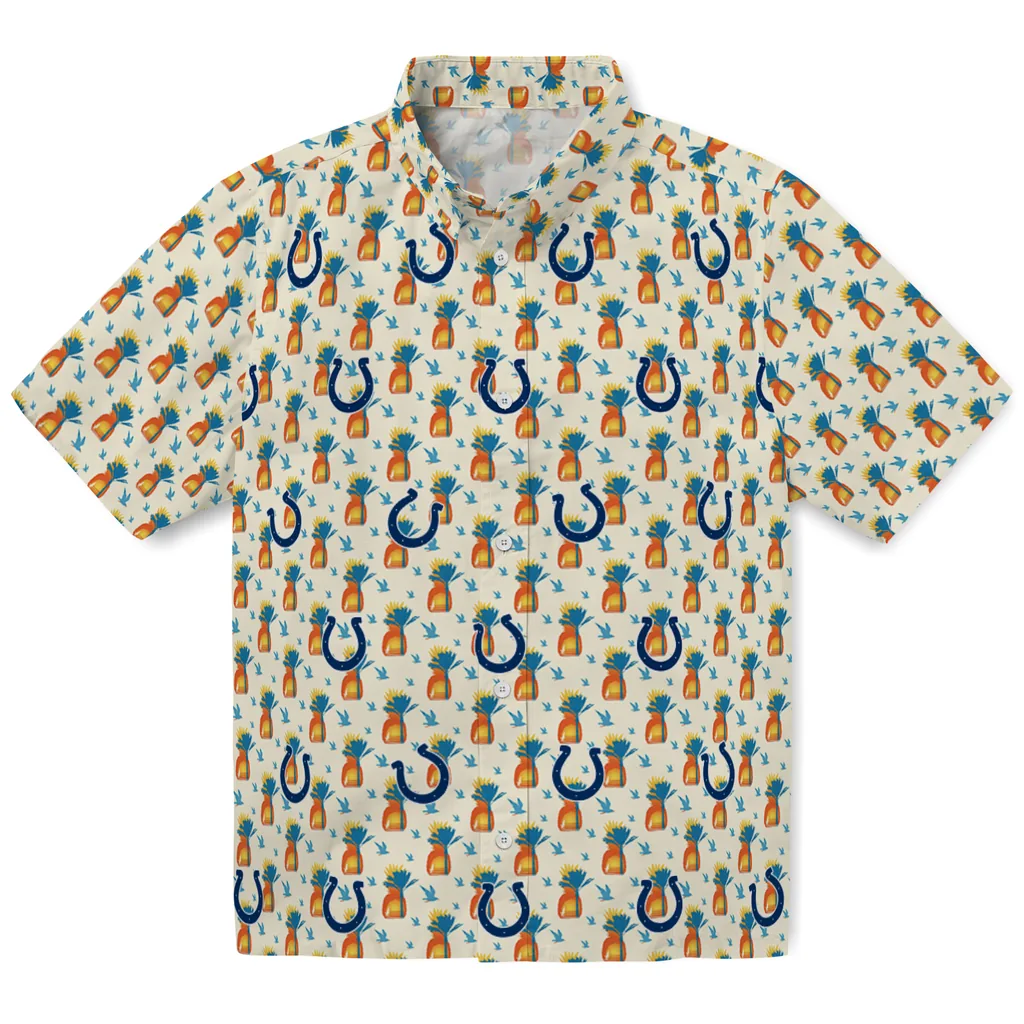 Indianapolis Colts Hawaiian Shirt - Pineapple Delight indianapolis colts pineapple delight beige hawaiian shirts best selling