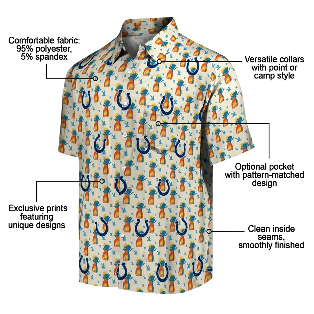 Indianapolis Colts Hawaiian Shirt - Pineapple Delight indianapolis colts pineapple delight beige hawaiian shirts new arrival
