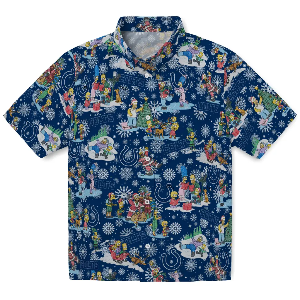 Indianapolis Colts Hawaiian Shirt - Simpsons Christmas indianapolis colts simpsons christmas blue hawaiian shirts best selling