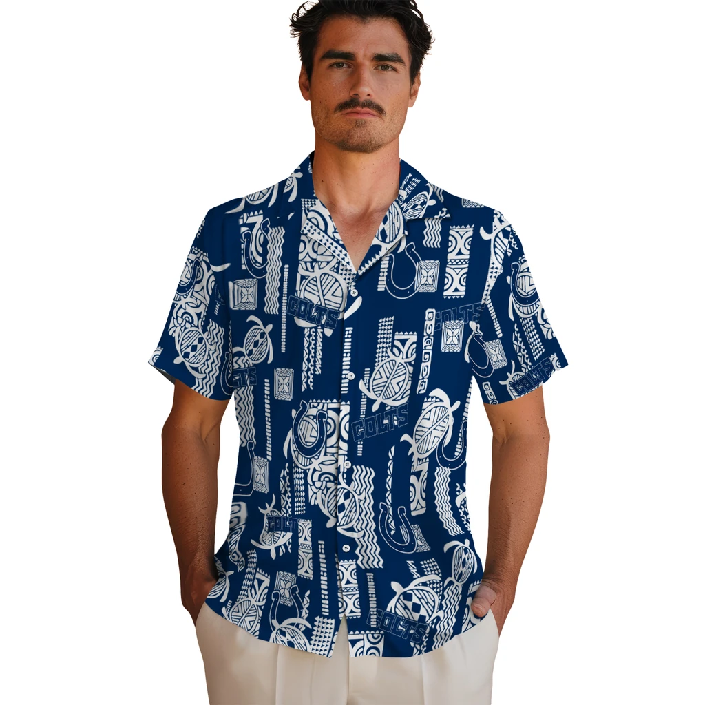 Indianapolis Colts Hawaiian Shirt - Turtle Lines indianapolis colts turtle lines blue hawaiian shirts fashion forward