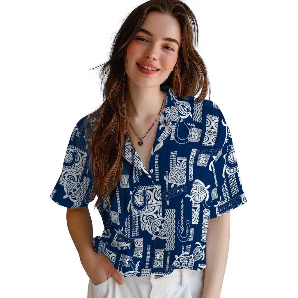 Indianapolis Colts Hawaiian Shirt - Turtle Lines indianapolis colts turtle lines blue hawaiian shirts latest model