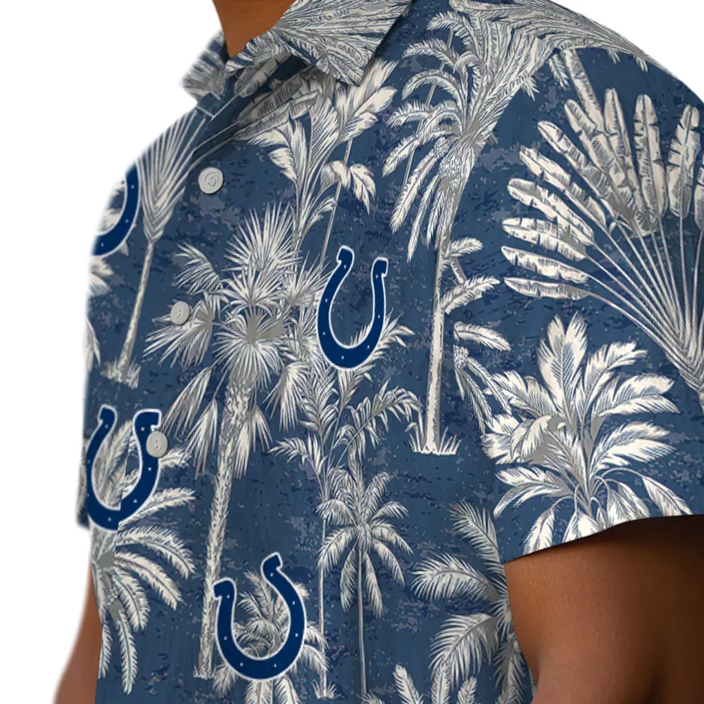 Indianapolis Colts Hawaiian Shirt - Vintage Palm Tree indianapolis colts palm shadows blue hawaiian shirts trendy