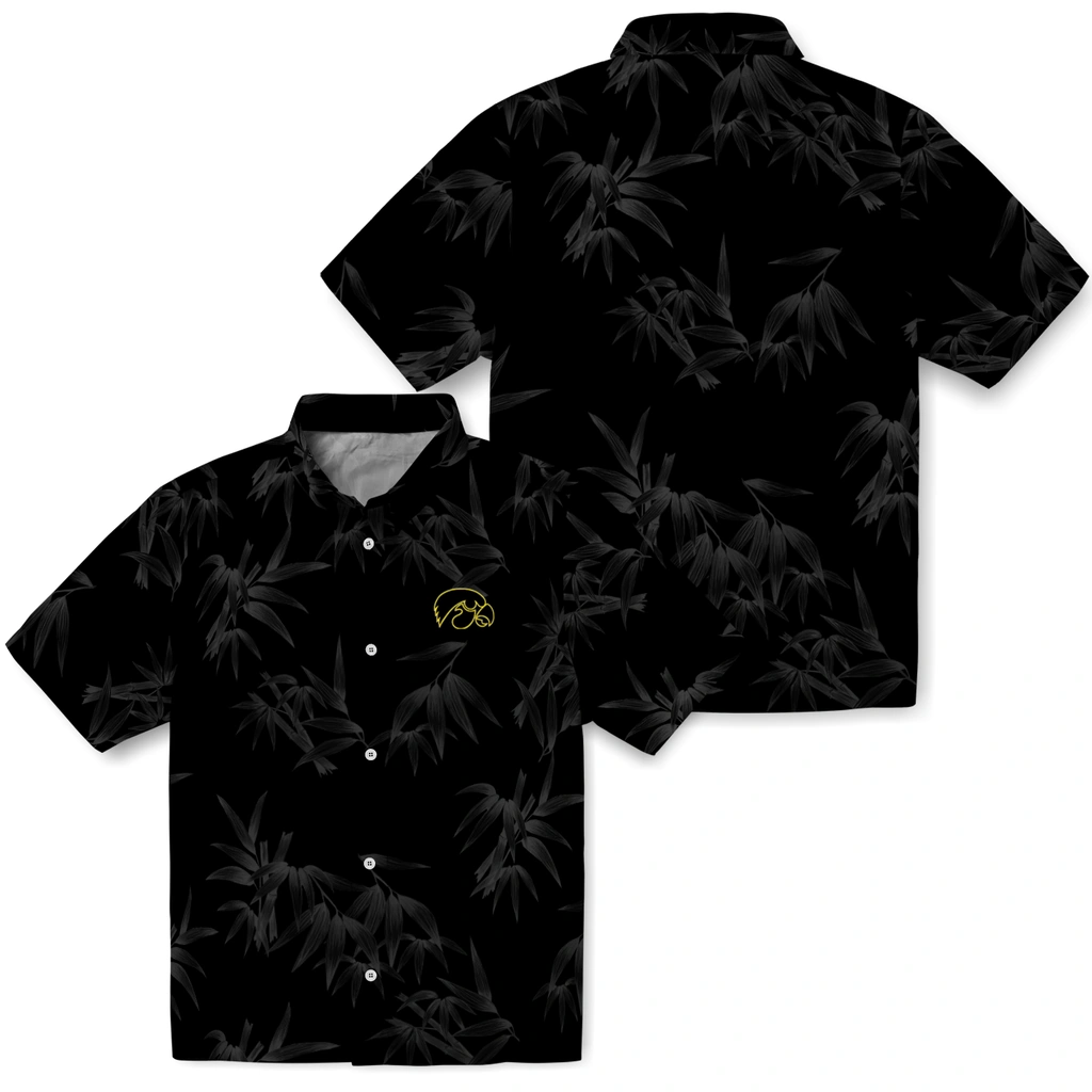 Iowa Hawkeyes Hawaiian Shirt - Bamboo Branches iowa hawkeyes bamboo branches black hawaiian shirts high quality