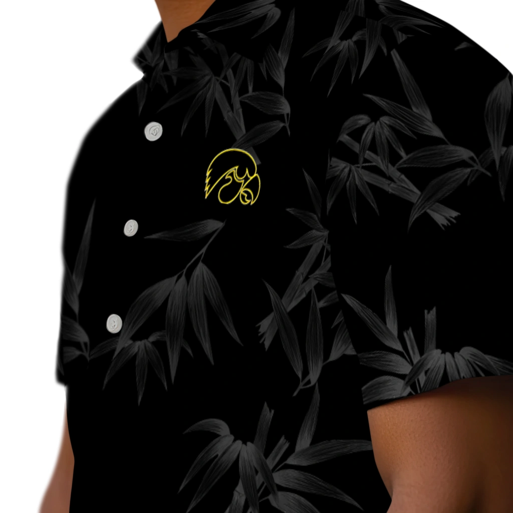 Iowa Hawkeyes Hawaiian Shirt - Bamboo Branches iowa hawkeyes bamboo branches black hawaiian shirts trendy