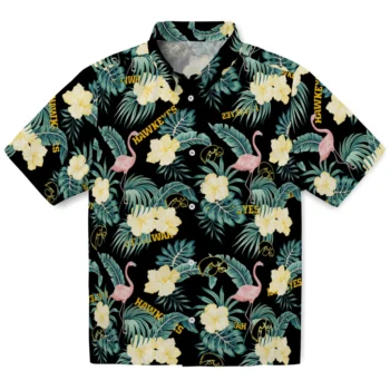iowa hawkeyes flamingo palms black hawaiian shirts best selling