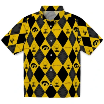iowa hawkeyes balloon plaid black hawaiian shirts best selling