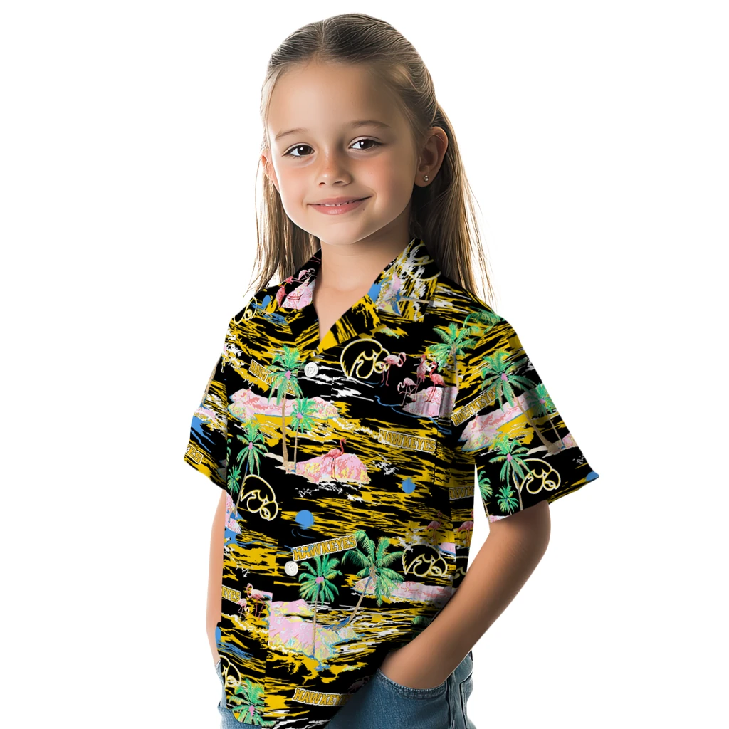 Iowa Hawkeyes Hawaiian Shirt - Hawaii Island iowa hawkeyes flamingo retreat black hawaiian shirts premium grade