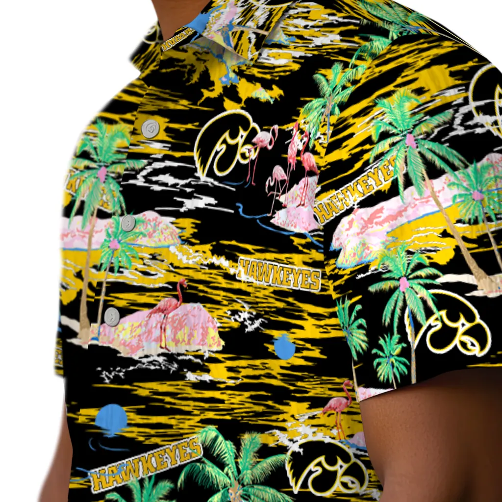 Iowa Hawkeyes Hawaiian Shirt - Hawaii Island iowa hawkeyes flamingo retreat black hawaiian shirts trendy