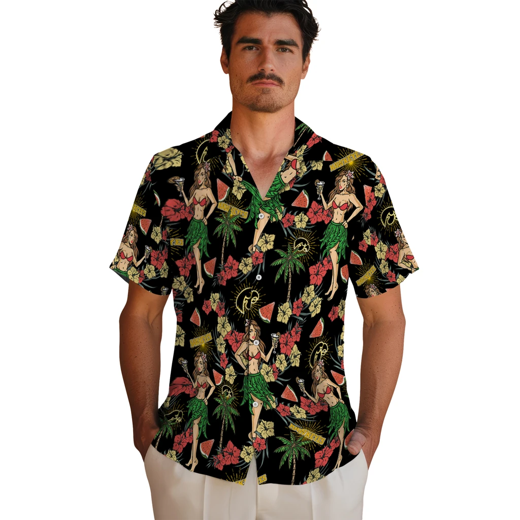 Iowa Hawkeyes Hawaiian Shirt - Hawaiian Girls Design iowa hawkeyes hawaiian girls design black hawaiian shirts fashion forward