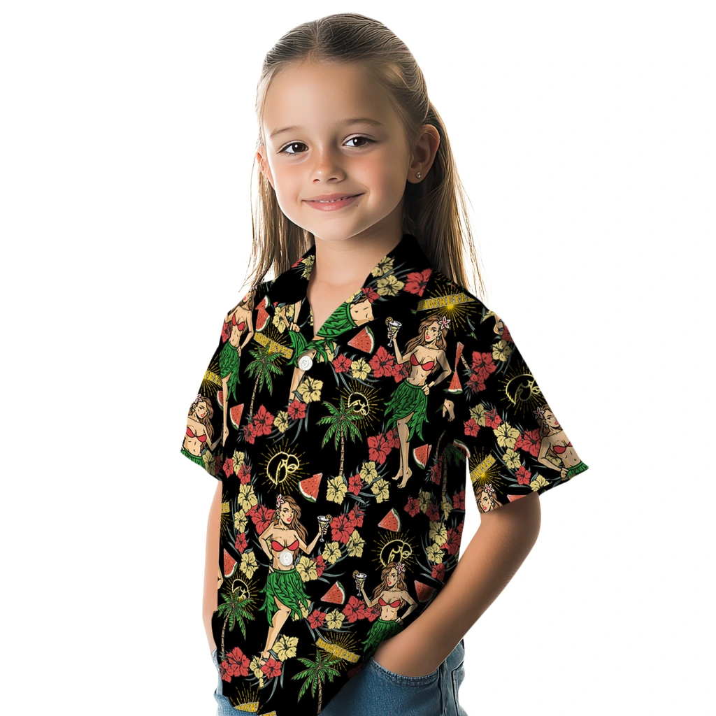 Iowa Hawkeyes Hawaiian Shirt - Hawaiian Girls Design iowa hawkeyes hawaiian girls design black hawaiian shirts premium grade