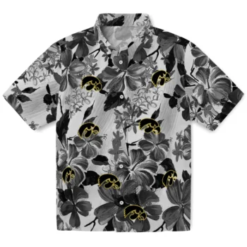 iowa hawkeyes hibiscus arrangement black hawaiian shirts best selling