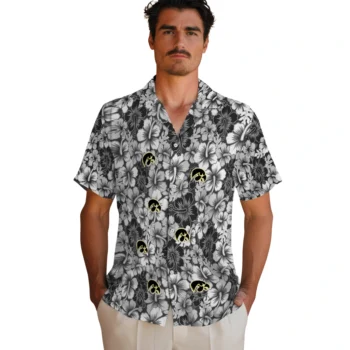 iowa hawkeyes hibiscus blooms black hawaiian shirts fashion forward
