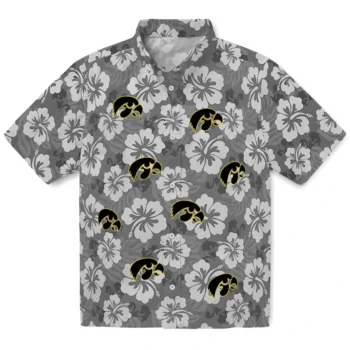 iowa hawkeyes hibiscus cluster black hawaiian shirts best selling