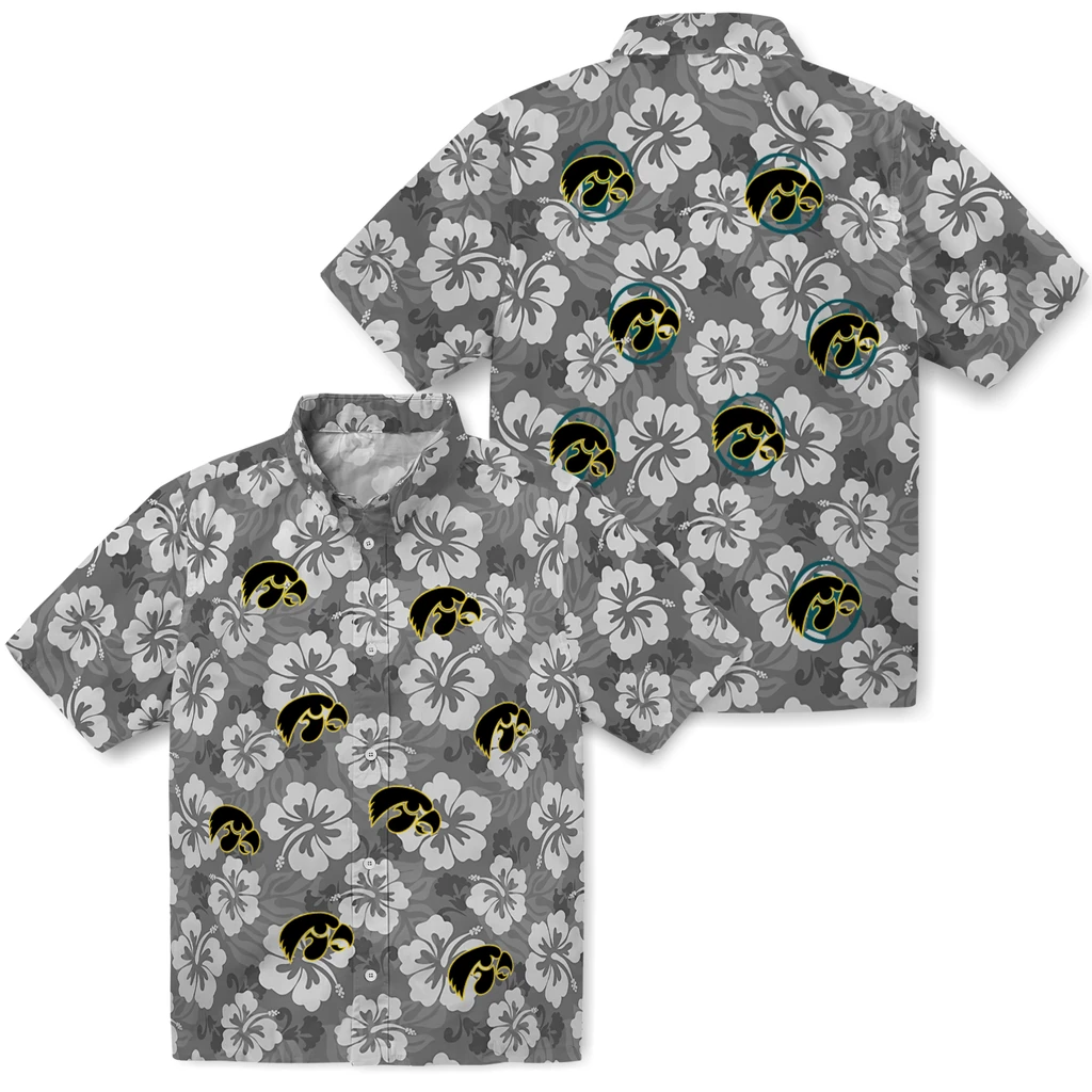 Iowa Hawkeyes Hawaiian Shirt - Hibiscus Cluster iowa hawkeyes hibiscus cluster black hawaiian shirts high quality