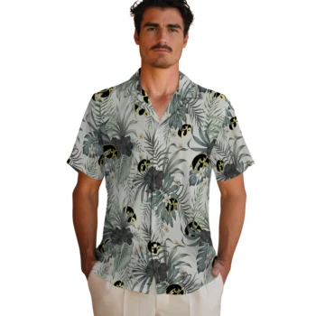 iowa hawkeyes hibiscus designs beige hawaiian shirts fashion forward