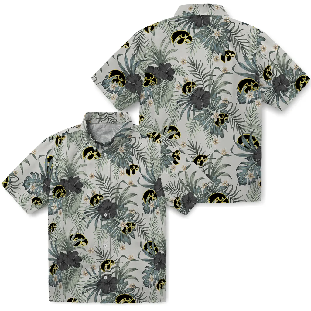 Iowa Hawkeyes Hawaiian Shirt - Hibiscus Designs iowa hawkeyes hibiscus designs beige hawaiian shirts high quality