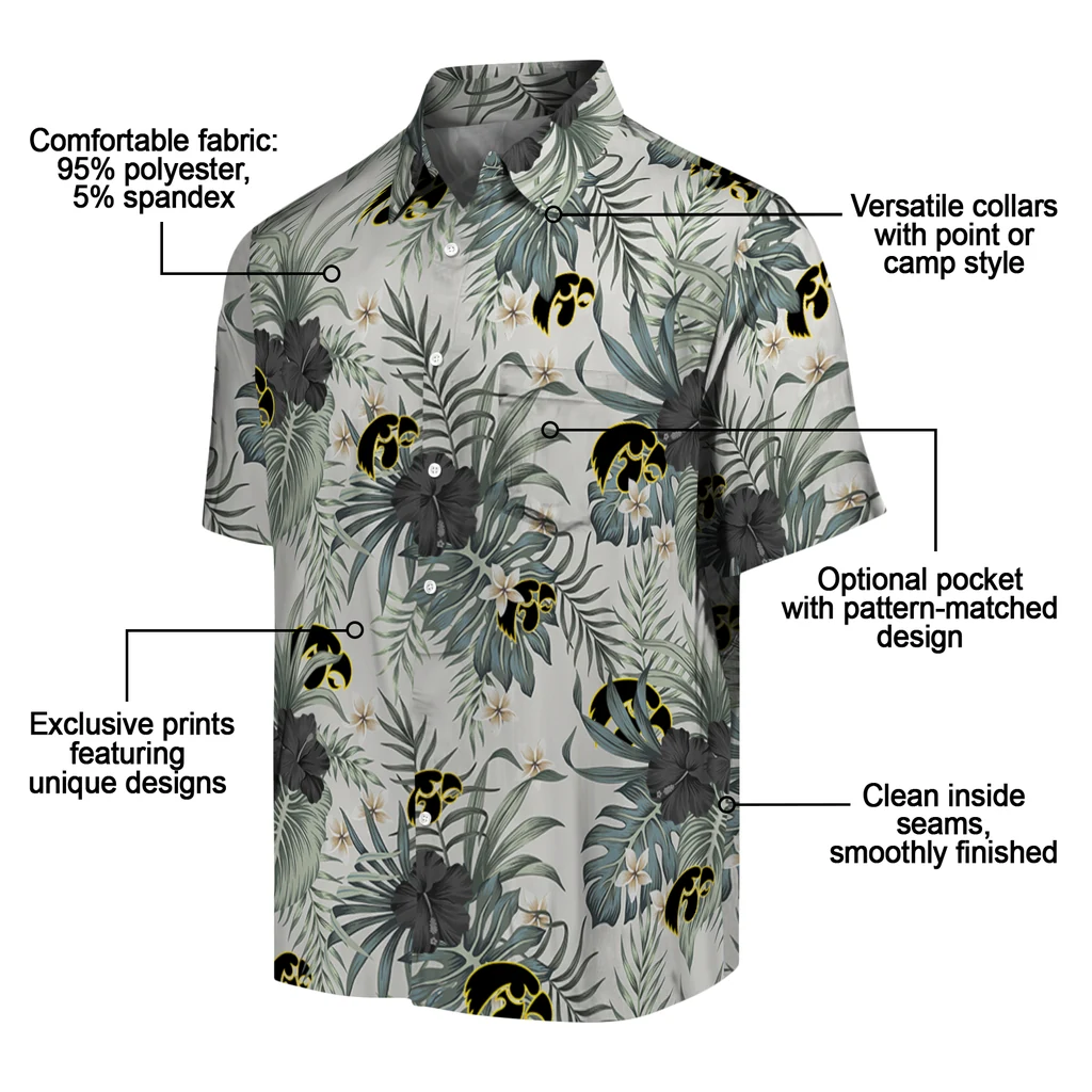 Iowa Hawkeyes Hawaiian Shirt - Hibiscus Designs iowa hawkeyes hibiscus designs beige hawaiian shirts new arrival