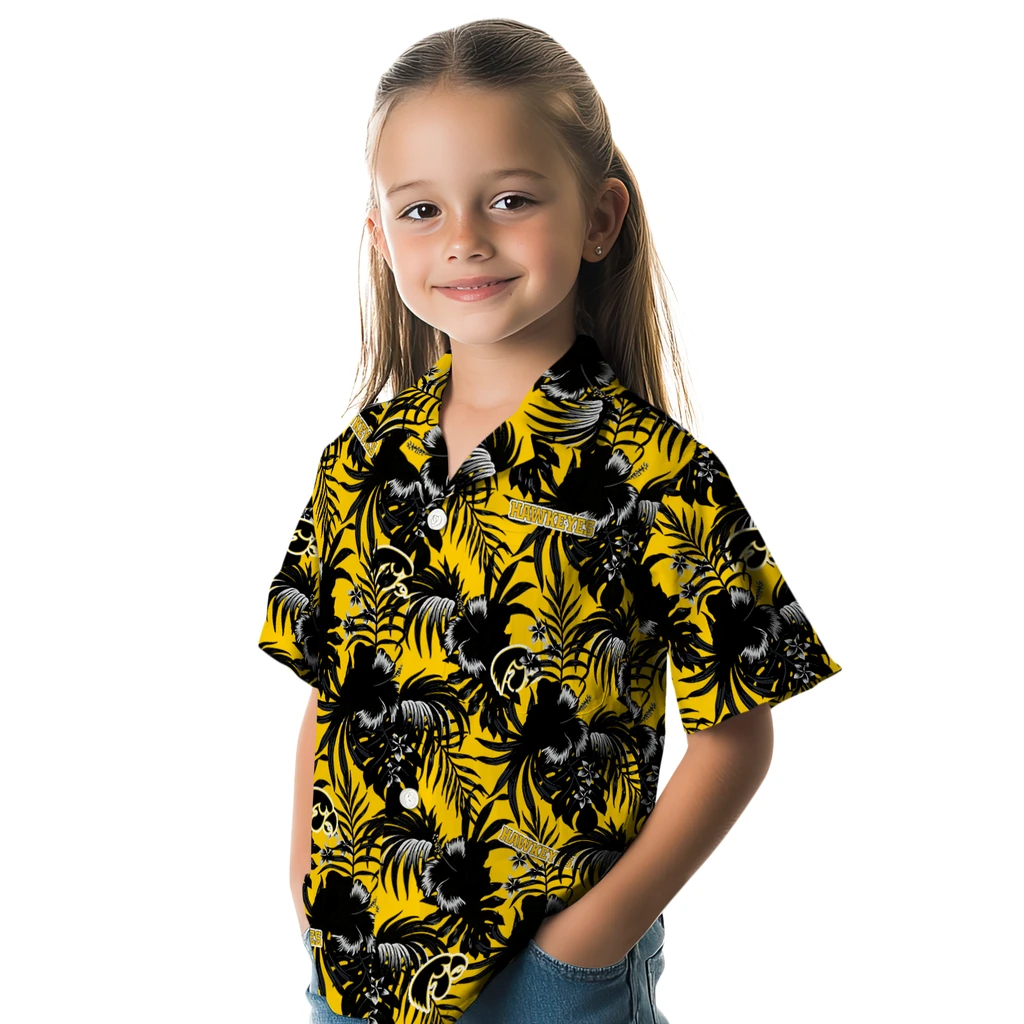 Iowa Hawkeyes Hawaiian Shirt - Hibiscus Exotic iowa hawkeyes hibiscus exotic black hawaiian shirts premium grade