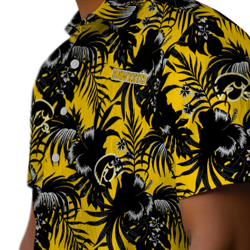 Iowa Hawkeyes Hawaiian Shirt - Hibiscus Exotic iowa hawkeyes hibiscus exotic black hawaiian shirts trendy