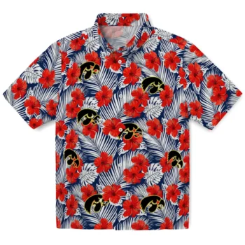 iowa hawkeyes hibiscus fiesta red royal blue hawaiian shirts best selling