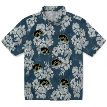 iowa hawkeyes hibiscus flowers navy blue hawaiian shirts best selling