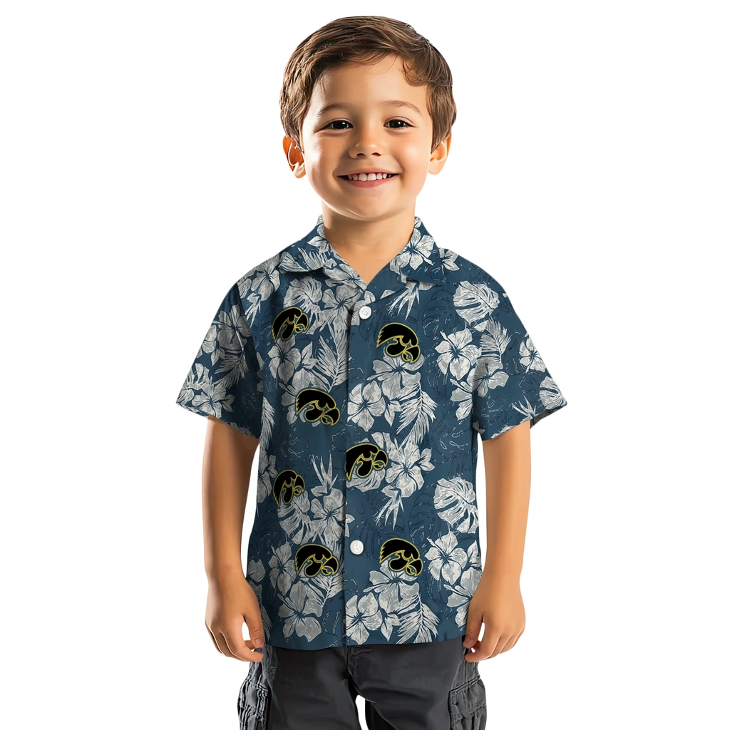 Iowa Hawkeyes Hawaiian Shirt - Hibiscus Flowers iowa hawkeyes hibiscus flowers navy blue hawaiian shirts top rated