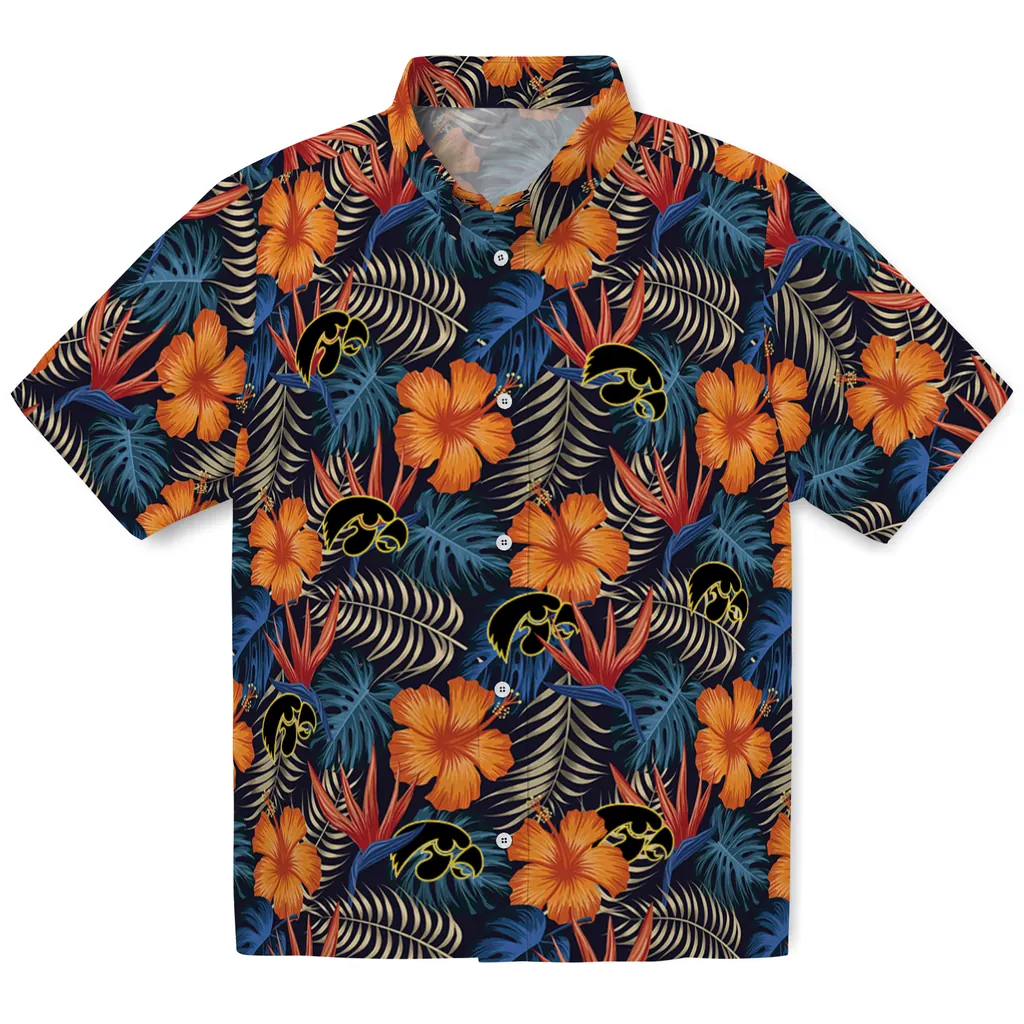 Iowa Hawkeyes Hawaiian Shirt - Hibiscus Foliage iowa hawkeyes hibiscus foliage hawaiian shirts best selling
