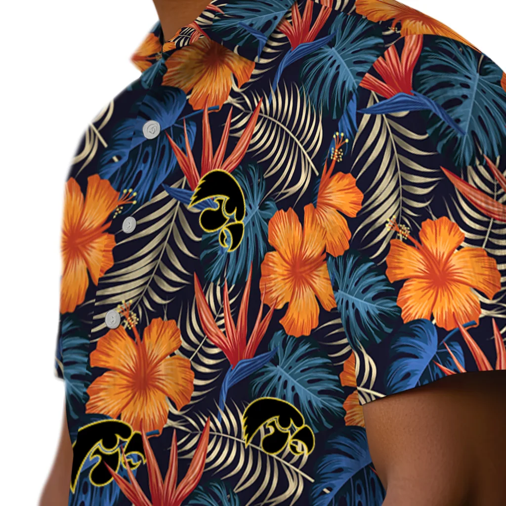 Iowa Hawkeyes Hawaiian Shirt - Hibiscus Foliage iowa hawkeyes hibiscus foliage hawaiian shirts trendy