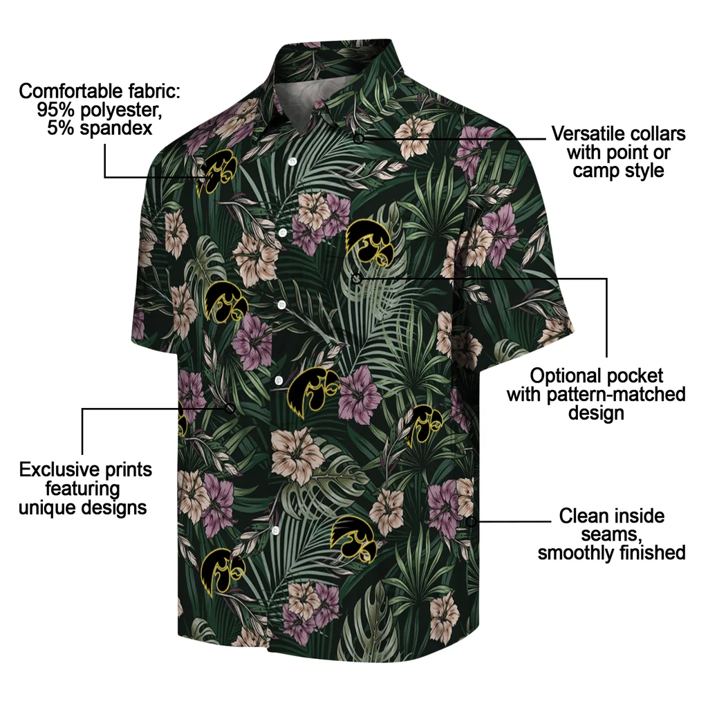 Iowa Hawkeyes Hawaiian Shirt - Hibiscus Leaves Pattern iowa hawkeyes hibiscus leaves pattern green hawaiian shirts new arrival