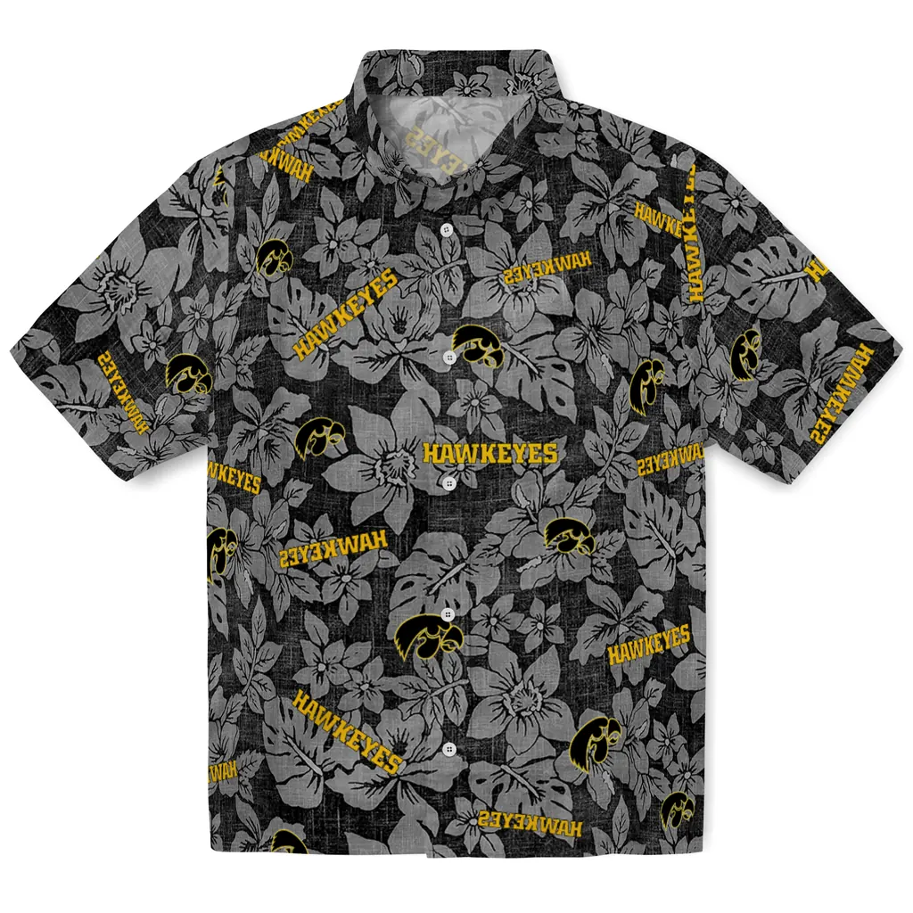 Iowa Hawkeyes Hawaiian Shirt - Hibiscus Oasis iowa hawkeyes hibiscus oasis black hawaiian shirts best selling