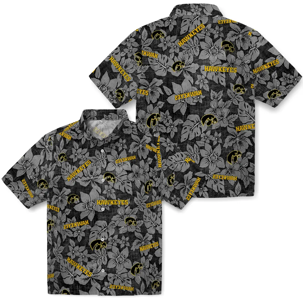 Iowa Hawkeyes Hawaiian Shirt - Hibiscus Oasis iowa hawkeyes hibiscus oasis black hawaiian shirts high quality