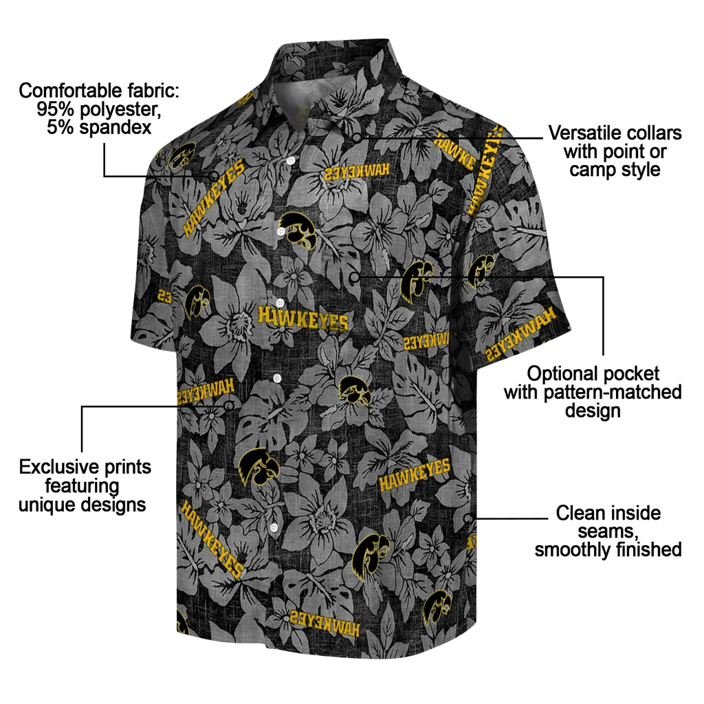 Iowa Hawkeyes Hawaiian Shirt - Hibiscus Oasis iowa hawkeyes hibiscus oasis black hawaiian shirts new arrival